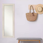 Specchio a figura intera 19" x 53" con cornice in legno massello, colore bianco: da appendere alla porta, da corpo, nessun montaggio richiesto