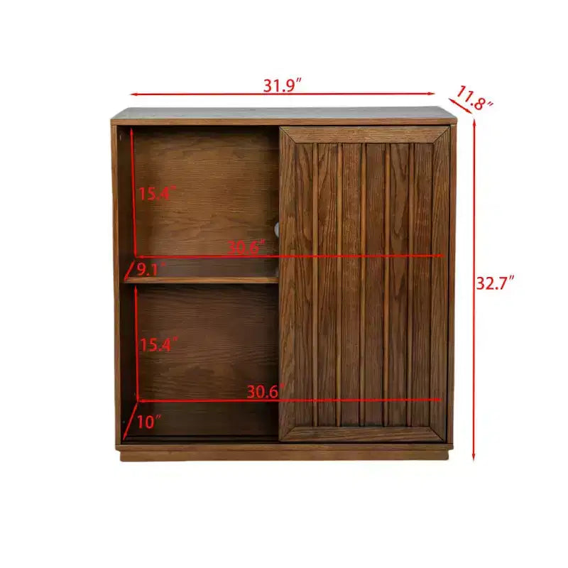Sideboard Storage Cabinet, Vintage Accent Cabinet with 2 Sliding Doors and Wood Strips, Storage Cabinet for Entryway, Living Room, Hallway