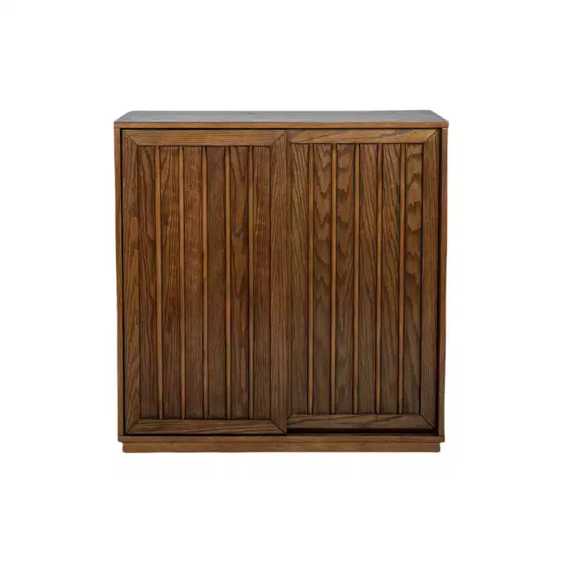 Sideboard Storage Cabinet, Vintage Accent Cabinet with 2 Sliding Doors and Wood Strips, Storage Cabinet for Entryway, Living Room, Hallway