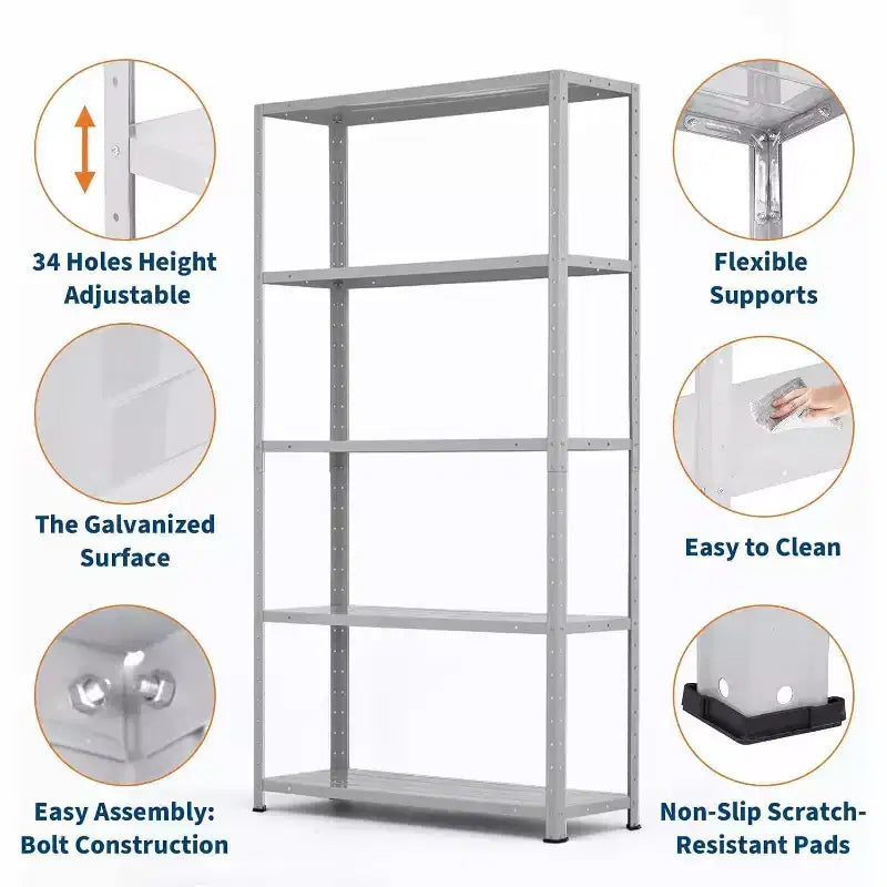 5-Tier Heavy Duty Metal Shelving Unit, Adjustable Garage Storage Rack, 36x12x68 for Kitchen, Pantry, Basement, Laundry