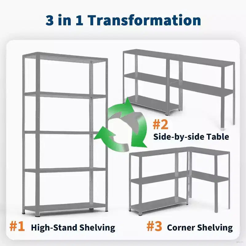 5-Tier Heavy Duty Metal Shelving Unit, Adjustable Garage Storage Rack, 36x12x68 for Kitchen, Pantry, Basement, Laundry