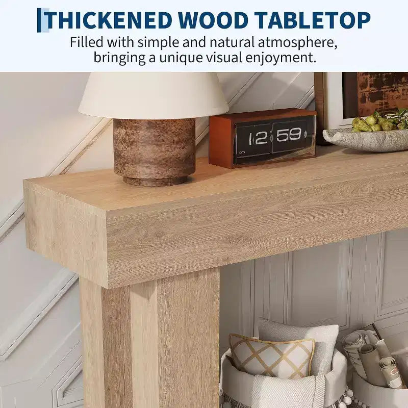 63 Inch Long Wood Console Table, Rectangular Farmhouse Water Scratch Resistant for Living Room Hallway Foyer Behind Sofa
