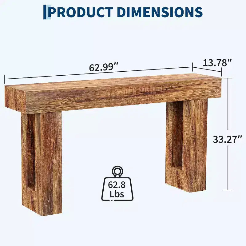 63 Inch Long Wood Console Table, Rectangular Farmhouse Water Scratch Resistant for Living Room Hallway Foyer Behind Sofa