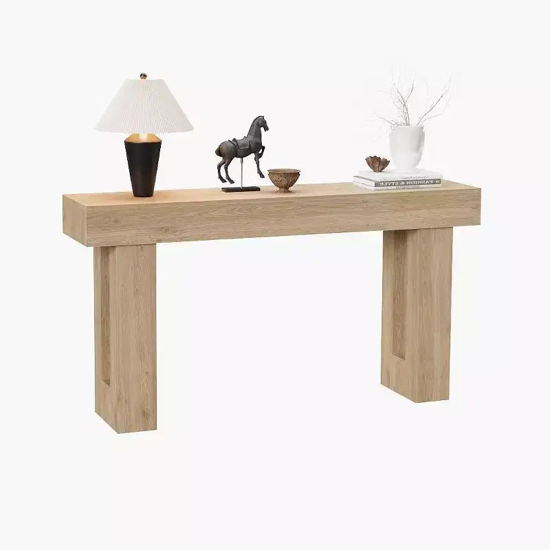63 Inch Long Wood Console Table, Rectangular Farmhouse Water Scratch Resistant for Living Room Hallway Foyer Behind Sofa