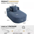 Poltrona chaise longue imbottita in velluto a coste oversize con seduta larga 117 cm, comodo divano letto con cuscini per soggiorno o camera da letto