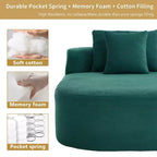 Poltrona chaise longue imbottita in velluto a coste oversize con seduta larga 117 cm, comodo divano letto con cuscini per soggiorno o camera da letto