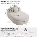 Poltrona chaise longue imbottita in velluto a coste oversize con seduta larga 117 cm, comodo divano letto con cuscini per soggiorno o camera da letto