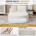Poltrona chaise longue imbottita in velluto a coste oversize con seduta larga 117 cm, comodo divano letto con cuscini per soggiorno o camera da letto