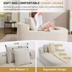Poltrona chaise longue imbottita in velluto a coste oversize con seduta larga 117 cm, comodo divano letto con cuscini per soggiorno o camera da letto