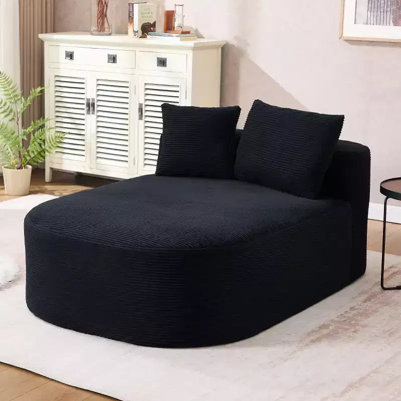 Oversized Corduroy Upholstered Chaise Lounge Chair with 46 Wide Seat, Comfy Sleeper Sofa with Pillows for Living Room or Bedroom