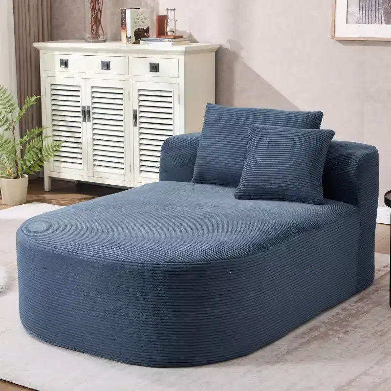 Oversized Corduroy Upholstered Chaise Lounge Chair with 46 Wide Seat, Comfy Sleeper Sofa with Pillows for Living Room or Bedroom