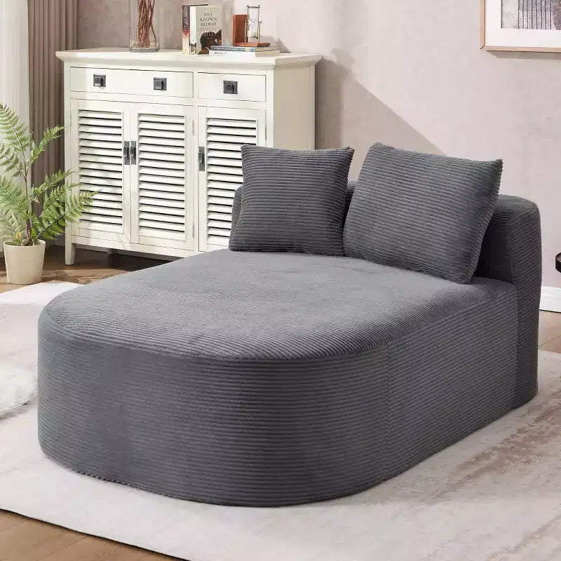 Oversized Corduroy Upholstered Chaise Lounge Chair with 46 Wide Seat, Comfy Sleeper Sofa with Pillows for Living Room or Bedroom