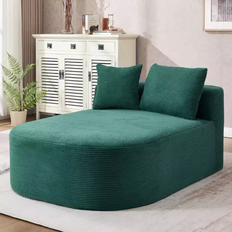 Oversized Corduroy Upholstered Chaise Lounge Chair with 46 Wide Seat, Comfy Sleeper Sofa with Pillows for Living Room or Bedroom