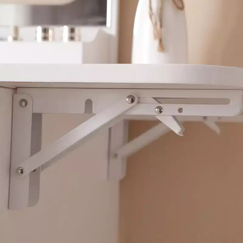 Vanity Desk with Storage Stool Set, Makeup Vanity with Power Outlet and Large Storage Cabinet, Makeup Table for Living Room, Bedroom, White