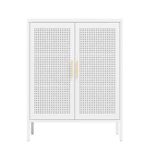 VIYET 31.5Metal Storage Cabinet - 2 Doors & 2 Adjustable Shelves, Steel File Cabinet (No Lock), White