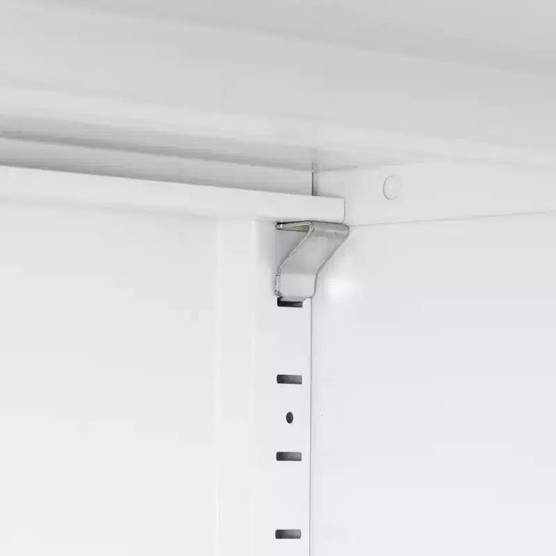 31.5Metal Storage Cabinet - 2 Doors & 2 Adjustable Shelves, Steel File Cabinet (No Lock), White
