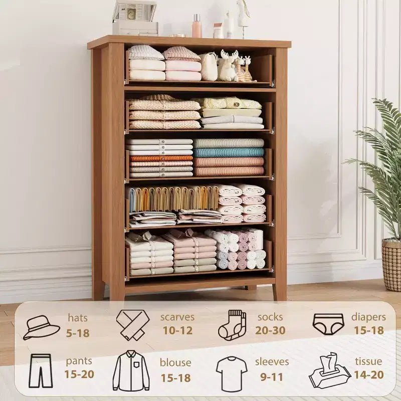 Farmhouse 5 Dresser for Bedroom, 45.2 in Tall Dresser, Vertical Drawer with Storage Freestanding, Wooden Closet Storage Chest for Bedroom