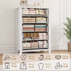 Cassettiera a 5 cassetti da fattoria per camera da letto, cassettiera alta 45,2 pollici, cassetto verticale con contenitore autoportante, cassettone in legno per camera da letto