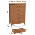 Cassettiera a 5 cassetti da fattoria per camera da letto, cassettiera alta 45,2 pollici, cassetto verticale con contenitore autoportante, cassettone in legno per camera da letto