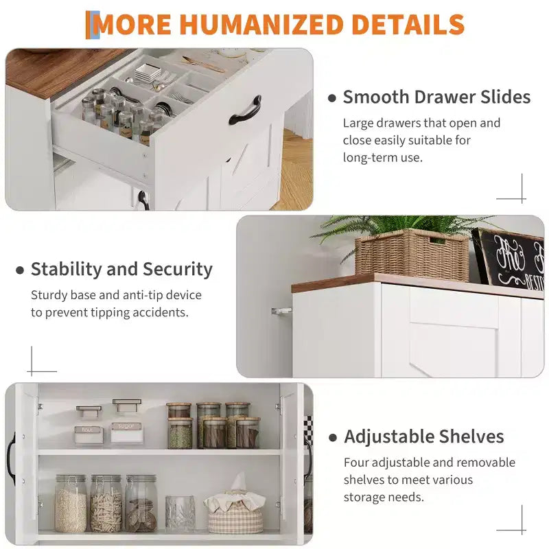 71 Tall Kitchen Pantry Storage Cabinet with Microwave Stand, Farmhouse Kitchen Hutch with Adjustable Shelves for Living Room, Dining Room
