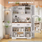 Mobile dispensa alto 71" con supporto per microonde, credenza da cucina in stile rustico con ripiani regolabili per soggiorno, sala da pranzo
