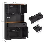 Mobile dispensa alto 71" con supporto per microonde, credenza da cucina in stile rustico con ripiani regolabili per soggiorno, sala da pranzo