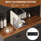 Mobile dispensa alto 71" con supporto per microonde, credenza da cucina in stile rustico con ripiani regolabili per soggiorno, sala da pranzo