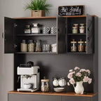 Mobile dispensa alto 71" con supporto per microonde, credenza da cucina in stile rustico con ripiani regolabili per soggiorno, sala da pranzo