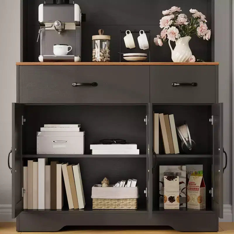 71 Tall Kitchen Pantry Storage Cabinet with Microwave Stand, Farmhouse Kitchen Hutch with Adjustable Shelves for Living Room, Dining Room