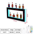 Mensola espositiva per bottiglie di liquore illuminata a 48 LED, scaffale da bar multifunzionale a 2 gradini con telecomando e controllo tramite app, nero