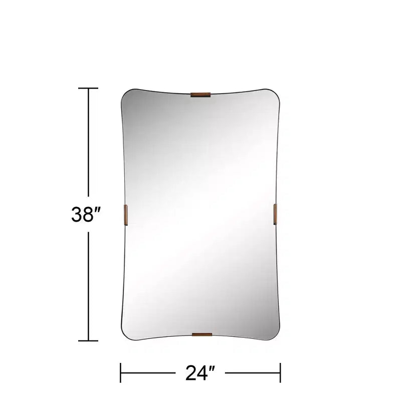 24x38 Black and Brass Wall Mirror, Rectangle