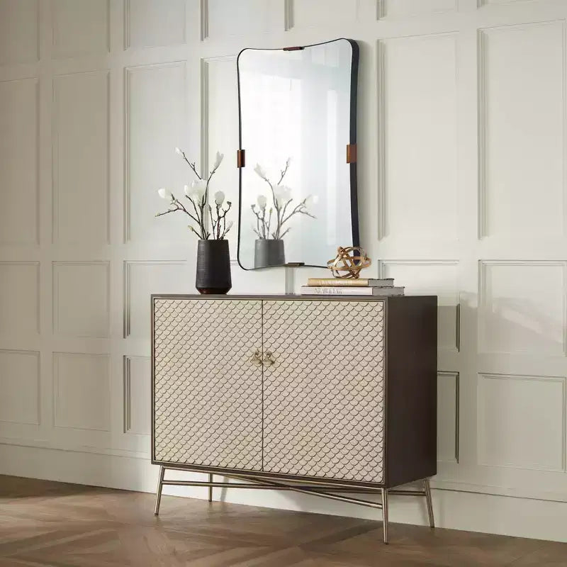 24x38 Black and Brass Wall Mirror, Rectangle