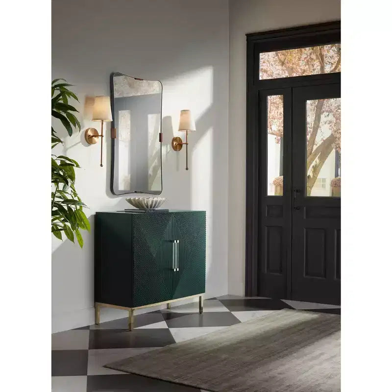 24x38 Black and Brass Wall Mirror, Rectangle