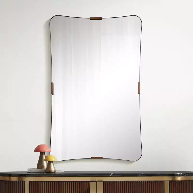 24x38 Black and Brass Wall Mirror, Rectangle