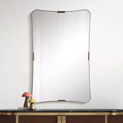 24x38 Black and Brass Wall Mirror, Rectangle