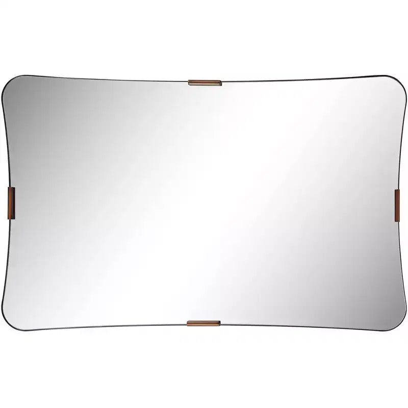 24x38 Black and Brass Wall Mirror, Rectangle
