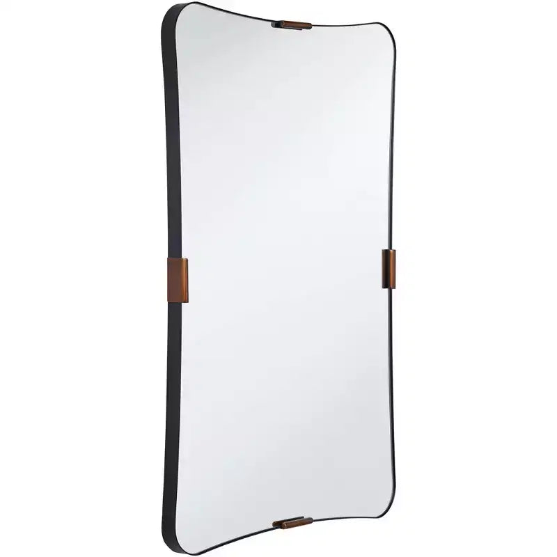 24x38 Black and Brass Wall Mirror, Rectangle