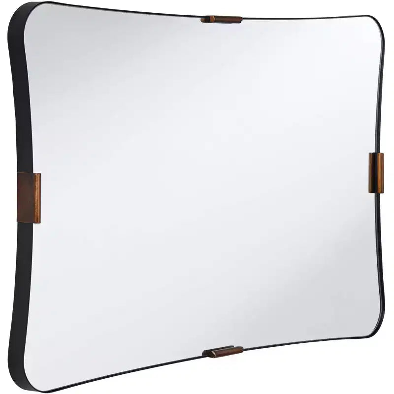 24x38 Black and Brass Wall Mirror, Rectangle