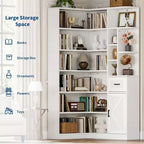Libreria angolare alta 188 cm - Scaffale a 6 ripiani con cassetto e armadietti, libreria a L con ripiani aperti, espositore moderno per casa e ufficio