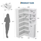 Libreria angolare alta 188 cm - Scaffale a 6 ripiani con cassetto e armadietti, libreria a L con ripiani aperti, espositore moderno per casa e ufficio