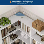 Libreria angolare alta 188 cm - Scaffale a 6 ripiani con cassetto e armadietti, libreria a L con ripiani aperti, espositore moderno per casa e ufficio