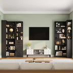 Libreria angolare alta 188 cm - Scaffale a 6 ripiani con cassetto e armadietti, libreria a L con ripiani aperti, espositore moderno per casa e ufficio