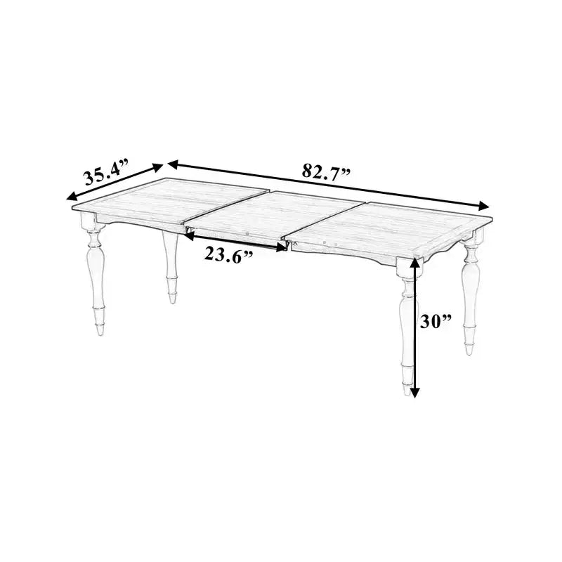 82.7 Vintage Traditional Extendable Dining Table, 23.6 Removable Leaf Natural Finish