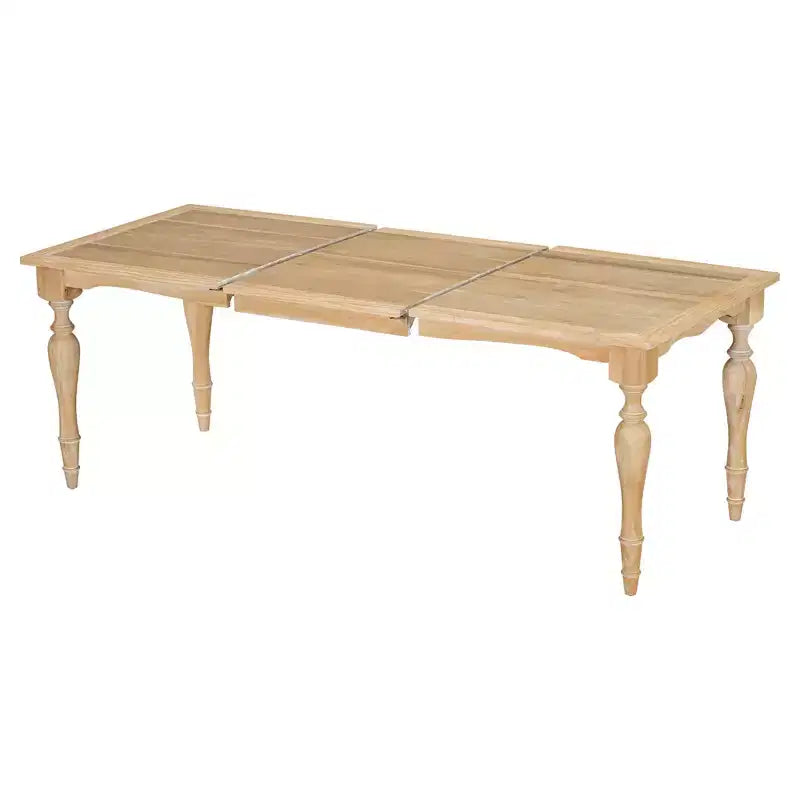 82.7 Vintage Traditional Extendable Dining Table, 23.6 Removable Leaf Natural Finish