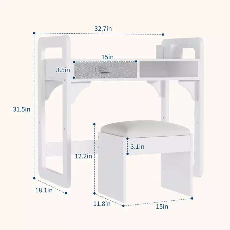 Kids Desk and Chair Set, Adjustable Study Table with Storage & Book Display, for Boys & Girls, White/Pink/Blue