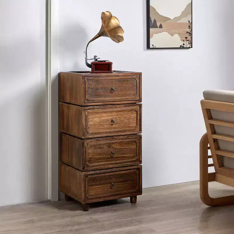 2-Drawer End Table Set of 2, Modular Design, Black