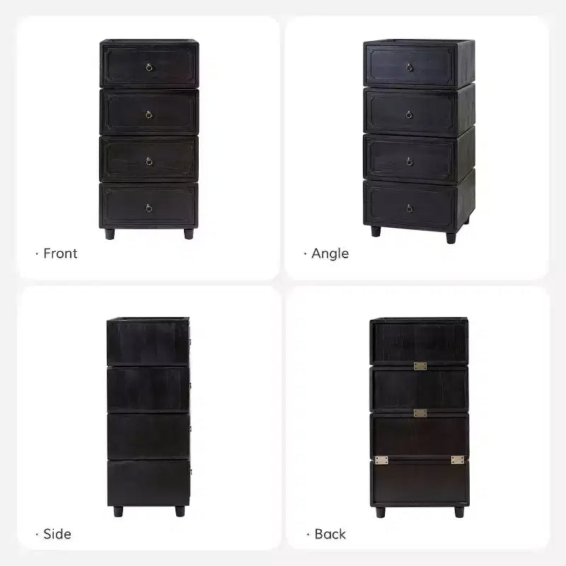 2-Drawer End Table Set of 2, Modular Design, Black