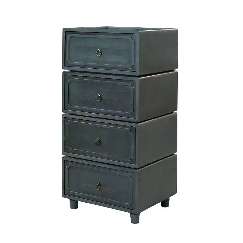 2-Drawer End Table Set of 2, Modular Design, Black