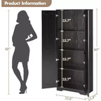 Dispensa da cucina indipendente da 152 cm, con 2 ante, ripiani regolabili, mobiletto contenitore per sala da pranzo e soggiorno, bianco