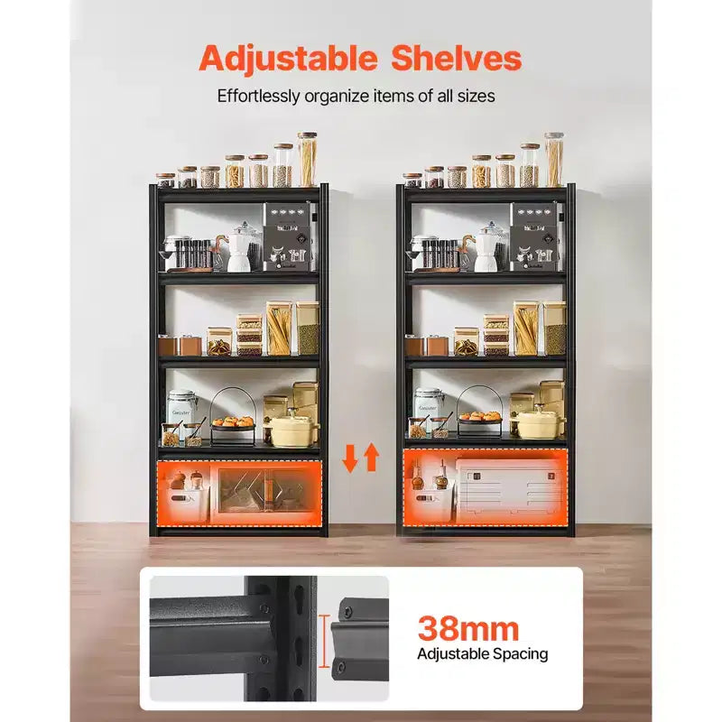 Storage Shelves, 2000lbs, 5 Tier Garage Storage Shelving, 16 Dx32Wx63 H Adjustable Metal Shelves for Garage Shelves Utility Rack Shelf,Black